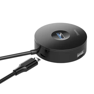 Хаб (адаптер) USB-A 3.0 для ноутбука/ПК з 4x USB-A, microUSB для флешок, клавіатури і миші | Baseus Round Box Black - Фото 13