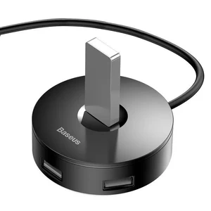Хаб (адаптер) USB-A 3.0 для ноутбука/ПК з 4x USB-A, microUSB для флешок, клавіатури і миші | Baseus Round Box Black - Фото 7