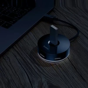 Хаб (адаптер) USB-A 3.0 для ноутбука/ПК з 4x USB-A, microUSB для флешок, клавіатури і миші | Baseus Round Box Black - Фото 11