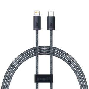 Нейлоновый кабель Baseus Type-C to Lightning для быстрой зарядки iPhone 20W (1m) Slate Gray CALD000016 - Фото 1