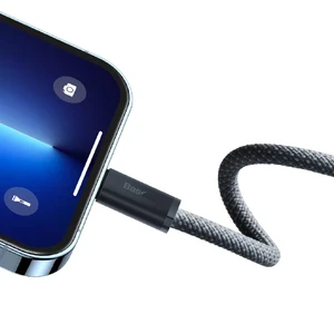 Нейлоновый кабель Baseus Type-C to Lightning для быстрой зарядки iPhone 20W (1m) Slate Gray - Фото 2