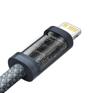 Нейлоновый кабель Baseus Type-C to Lightning для быстрой зарядки iPhone 20W (1m) Slate Gray - Фото 7