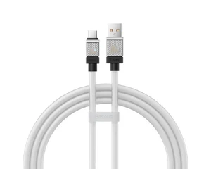 Зарядний кабель USB to Type-C для швидкої зарядки Baseus CoolPlay Series White 100W (1m) CAKW000602 - Фото 1