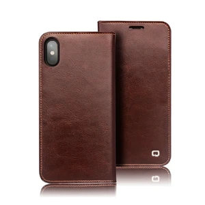Кожаный чехол-книжка Qialino Classic Leather Wallet Case Brown для iPhone X | XS - Фото 3