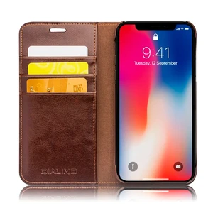 Кожаный чехол-книжка Qialino Classic Leather Wallet Case Brown для iPhone X | XS - Фото 5