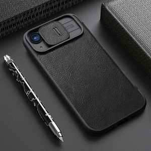 Шкіряний чохол-книжка зі шторкою для камери Nillkin Qin Pro Leather Black для iPhone 15 - Фото 7