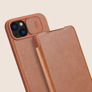 Шкіряний чохол-книжка зі шторкою для камери Nillkin Qin Pro Leather Brown для iPhone 15 Plus - Фото 7