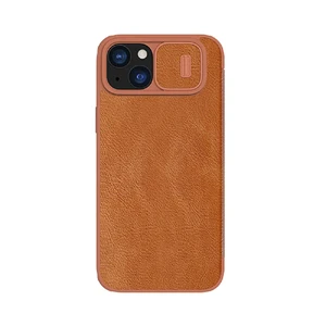 Шкіряний чохол-книжка зі шторкою для камери Nillkin Qin Pro Leather Brown для iPhone 15 Plus - Фото 4