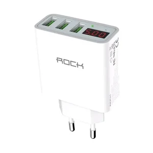 Зарядний пристрій з дисплеєм ROCK T14 3 USB Travel Charger White - Фото 3
