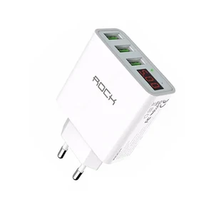 Зарядний пристрій з дисплеєм ROCK T14 3 USB Travel Charger White - Фото 2
