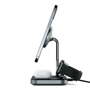Док-станция Satechi 3-in-1 Magnetic Wireless Charging Stand MagSafe для iPhone | AirPods | Apple Watch - Фото 2