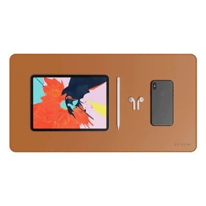 Великий шкіряний килимок для миші та клавіатури (бювар) Satechi Eco-Leather Deskmate Brown - Фото 3