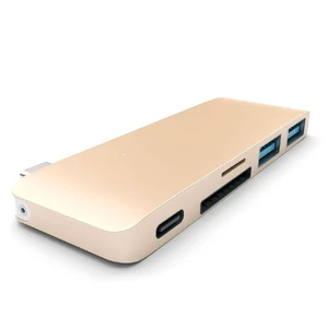 Алюминиевый USB-хаб Satechi Type-C Pass Through Gold - Фото 2