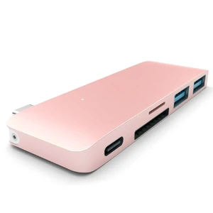 Алюминиевый USB-хаб Satechi Type-C Pass Through Rose Gold - Фото 2