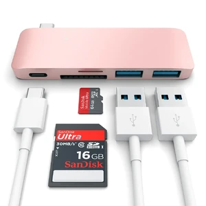 Алюминиевый USB-хаб Satechi Type-C Pass Through Rose Gold - Фото 4