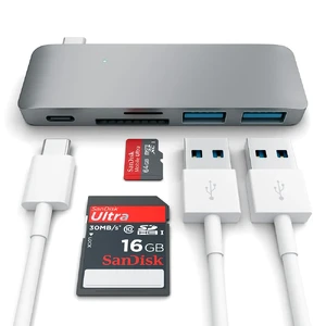 Алюминиевый USB-хаб Satechi Type-C Pass Through Space Gray - Фото 4
