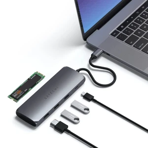 Хаб (адаптер) USB-C Satechi Hybrid Multiport с карманом для SSD Space Gray для MacBook | iPad - Фото 4