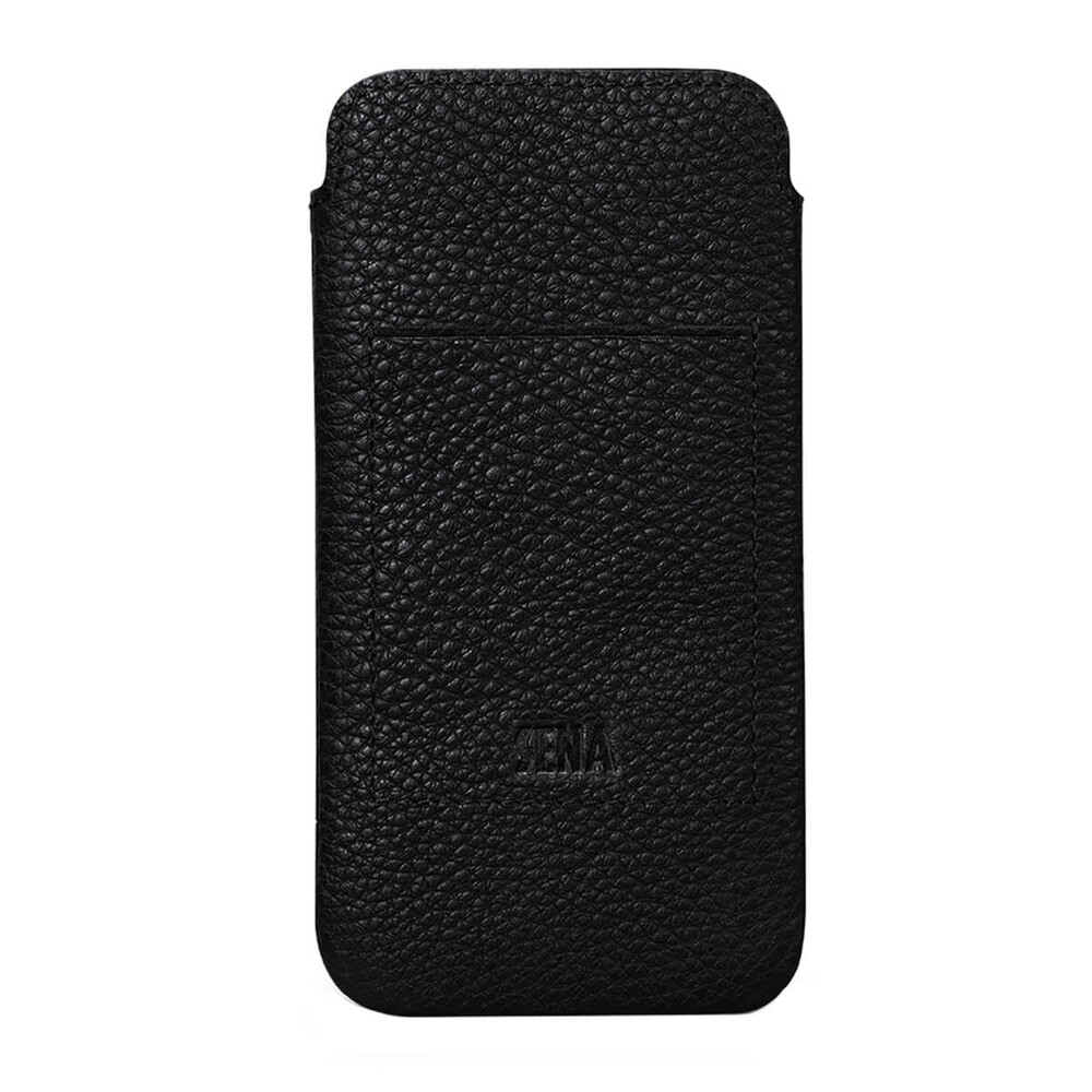 Кожаный чехол-карман Sena UltraSlim Wallet Black для iPhone 12 mini
