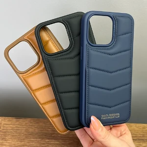 Дутый кожаный чехол Santa Barbara Polo & Racquet Club с подставкой и разъемом для карты CLYDE Blue для iPhone 15 Pro - Фото 6
