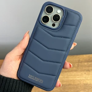 Дутый кожаный чехол Santa Barbara Polo & Racquet Club с подставкой и разъемом для карты CLYDE Blue для iPhone 15 Pro - Фото 3