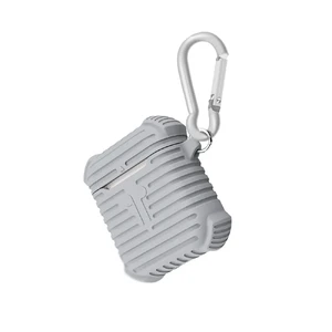 Серый силиконовый чехол с карабином iLoungeMax для Apple AirPods - Фото 2