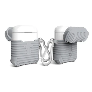 Серый силиконовый чехол с карабином iLoungeMax для Apple AirPods - Фото 3