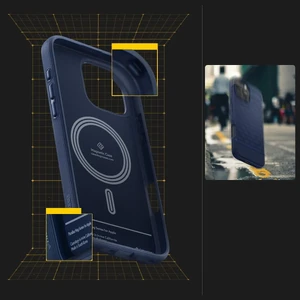 Синий чехол MagSafe Spigen Caseology Parallax для iPhone 16 Pro - Фото 12