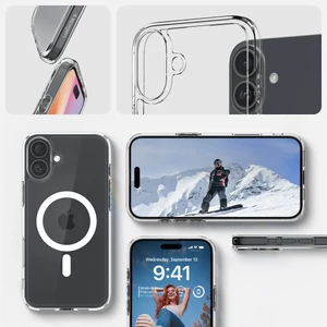Прозорий білий чохол Spigen Crystal Hybrid Mag для iPhone 16 - Фото 13