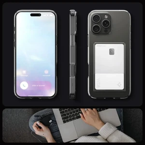 Прозрачный чехол со слотом для карт Spigen Crystal Slot для iPhone 16 Pro - Фото 13