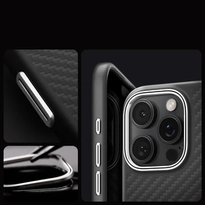Чорно-срібний чохол Spigen Enzo Aramid Mag MagSafe для iPhone 16 Pro - Фото 11