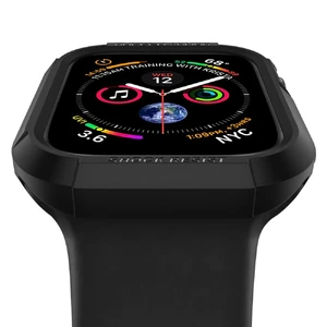 Противоударный чехол Spigen Rugged Armor Black для Apple Watch 44mm SE 2 | SE | 6 | 5 | 4 - Фото 5