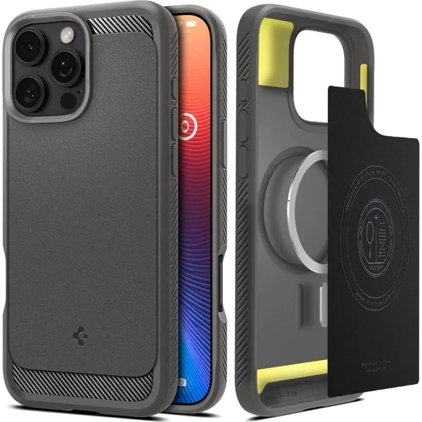 Сірий чохол Spigen Rugged Armor MagSafe для iPhone 16 Pro у Вінниці