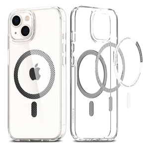 Прозрачный чехол Spigen Ultra Hybrid MagSafe Carbon Fiber для iPhone 13 ACS04086 - Фото 1