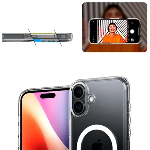 Прозорий білий чохол Spigen Ultra Hybrid S Mag для iPhone 16 - Фото 12