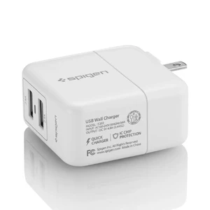Зарядний пристрій Spigen Wall Charger F202 White + EU адаптер - Фото 4
