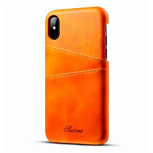 Кожаный чехол с отделениями для карт iLoungeMax Sutent Orange для iPhone X | XS  - Фото 1