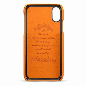 Кожаный чехол с отделениями для карт iLoungeMax Sutent Orange для iPhone X | XS - Фото 3
