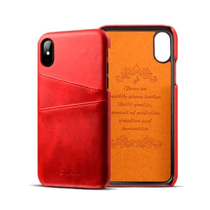 Кожаный чехол с отделениями для карт iLoungeMax Sutent Red для iPhone X | XS - Фото 2