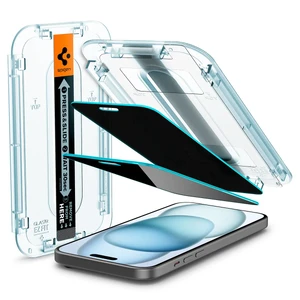 Захисне скло антишпигун з рамкою для поклейки Spigen EZ FIT GLAS.tR Privacy для iPhone 16 | 15 (2 шт.)