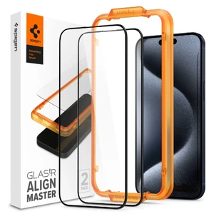 Захисне скло з рамкою для поклейки Spigen AlignMaster GLAS.tR для iPhone 15 Pro (2 шт.)