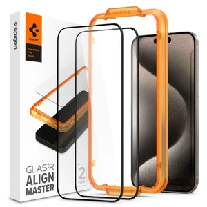 Захисне скло з рамкою для поклейки Spigen AlignMaster GLAS.tR для iPhone 15 Pro Max (2 шт.)