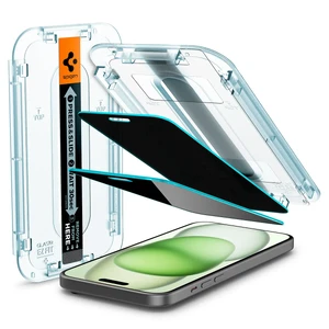 Захисне скло антишпигун з рамкою для поклейки Spigen EZ FIT GLAS.tR Privacy для iPhone 16 Plus | 15 Plus (2 шт.)