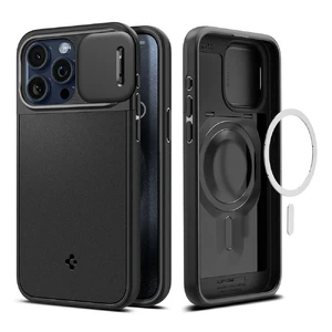 Протиуданий чохол зі шторкою для камери Spigen Optik Armor (MagFit) Black для iPhone 15 Pro ACS06738 - Фото 1