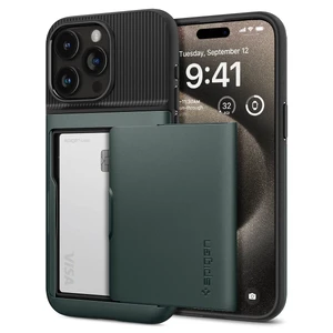 Противоударный чехол-кошелек Spigen Slim Armor CS Abyss Green для iPhone 15 Pro Max ACS06592 - Фото 1