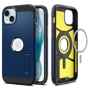 Противоударный чехол с подставкой Spigen Tough Armor (MagFit) Navy Blue для iPhone 15 Plus ACS06670 - Фото 1