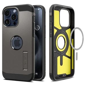 Протиударний чохол з підставкою Spigen Tough Armor (MagFit) Gunmetal для iPhone 15 Pro ACS06732 - Фото 1
