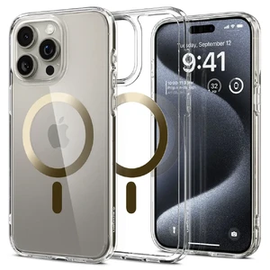 Прозорий чохол з MagSafe Spigen Ultra Hybrid (MagFit) Gold для iPhone 15 Pro ACS06718 - Фото 1