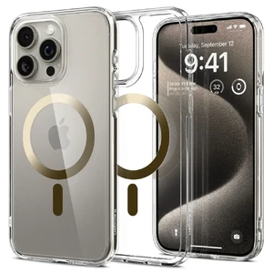 Прозрачный чехол с MagSafe Spigen Ultra Hybrid (MagFit) Gold для iPhone 15 Pro Max ACS06579 - Фото 1