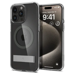 Прозрачный чехол с подставкой Spigen Ultra Hybrid S (MagFit) Graphite для iPhone 15 Pro Max - Фото 2
