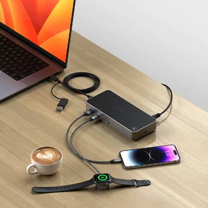 Док-станция 13-в-1 USB-C Satechi Triple 4K Docking Station с поддержкой 3 мониторов 4K портами 100W PD, 2 DisplayPort, 3 HDMI, 4 USB-C, USB-A, Ethernet, AUX для iPad | MacBook | Windows - Фото 10